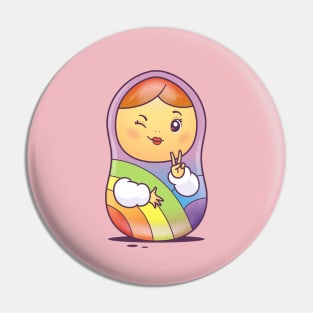 Rainbow Matryoshka Doll Pin