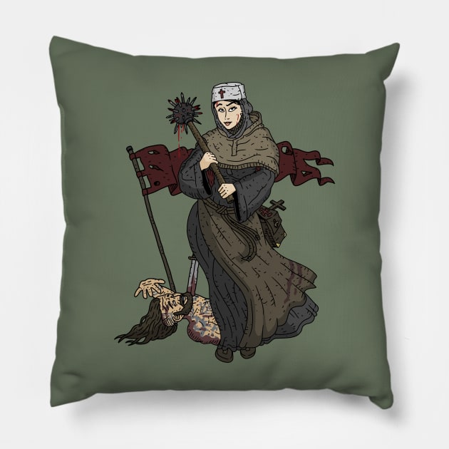 powerful women, dark medieval nun. Pillow by JJadx