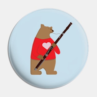 Bear playing bassoon Pin