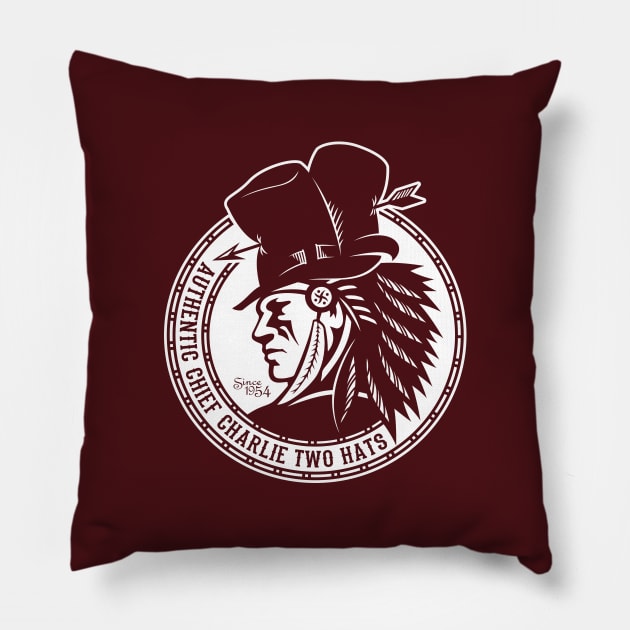 Authentic Chief Charlie Two Hats (Inverse White) Pillow by scallywag