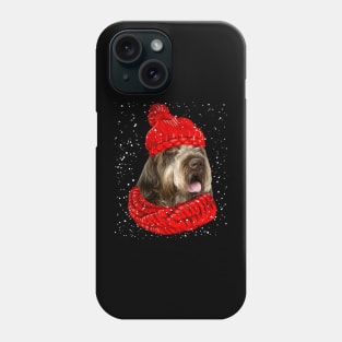 Wirehaired Pointing Griffon Wearing Red Hat And Scarf Christmas Phone Case