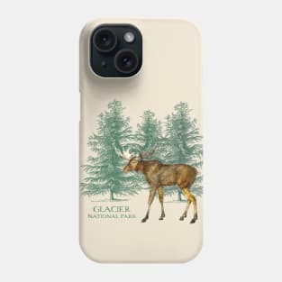 Glacier National Park Montana Moose Trees Vintage Look Rockies Phone Case