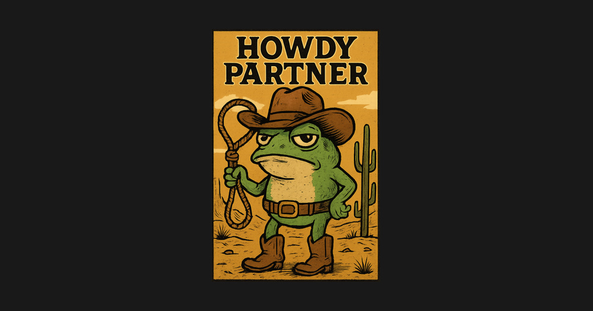 Ribbit Rodeo Funny Cowboy Frog Meme - Cowboy Frog Meme - T-Shirt ...