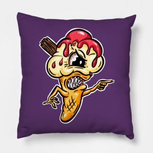 I Scream Ice Cream Monster Cartoon Pillow