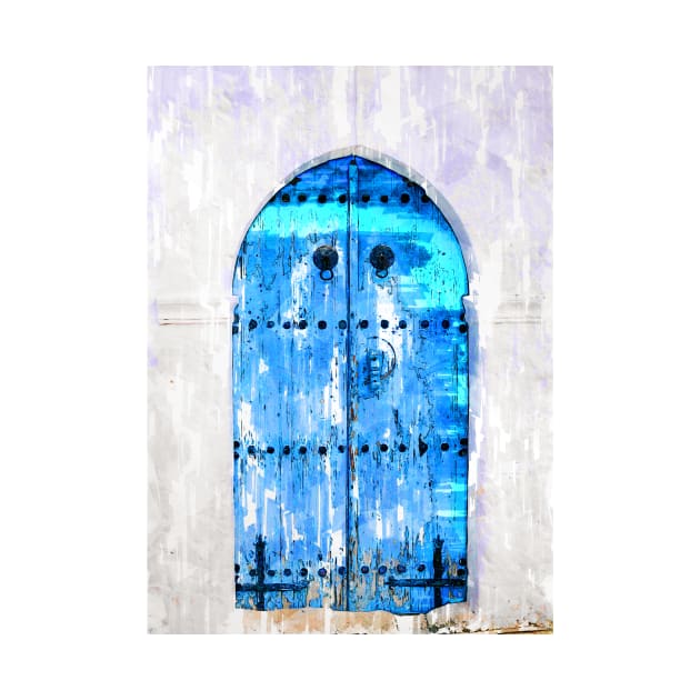 Old Wooden Door Painted Blue by ColortrixArt