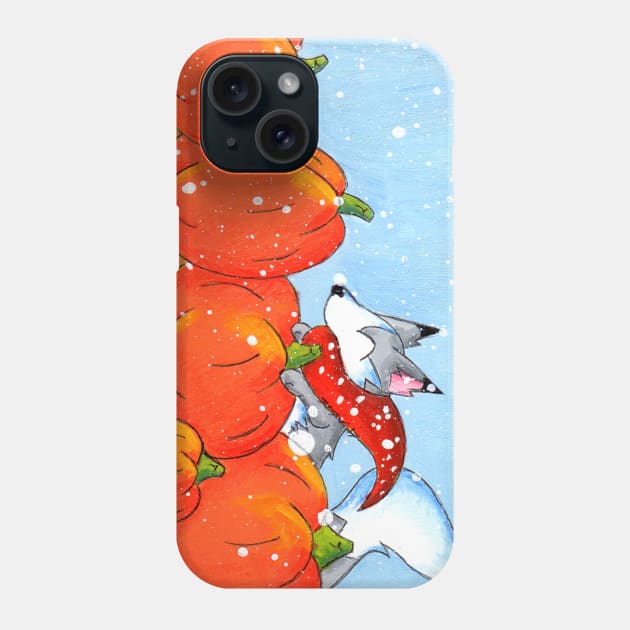 Wolf in the Pumpkin Patch Phone Case by KristenOKeefeArt