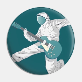 Astronaut Rocking Out with Guitar Pin