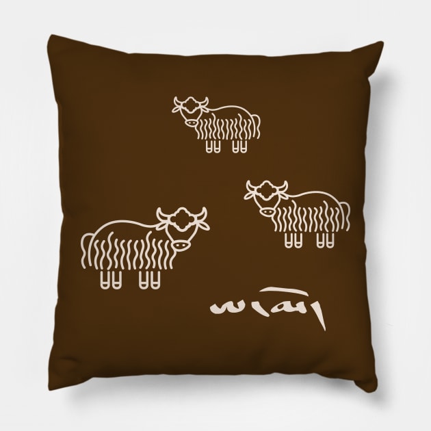 Tibetan Yaks - Light Pillow by footloosefabric