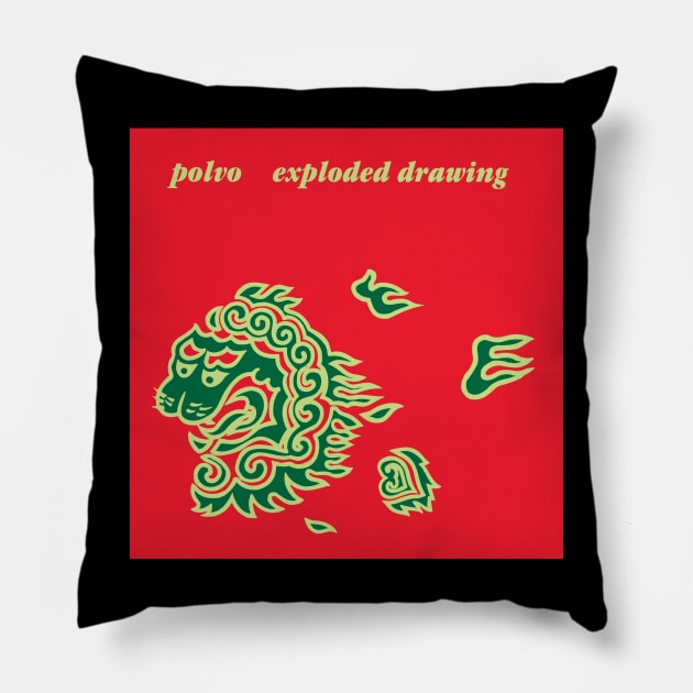 Polvo Exploded Drawing Pillow by Shadow Lyric