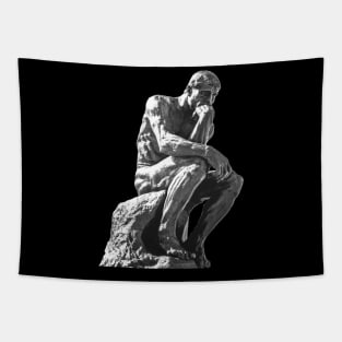 The Thinker Artwork Black and White Tapestry