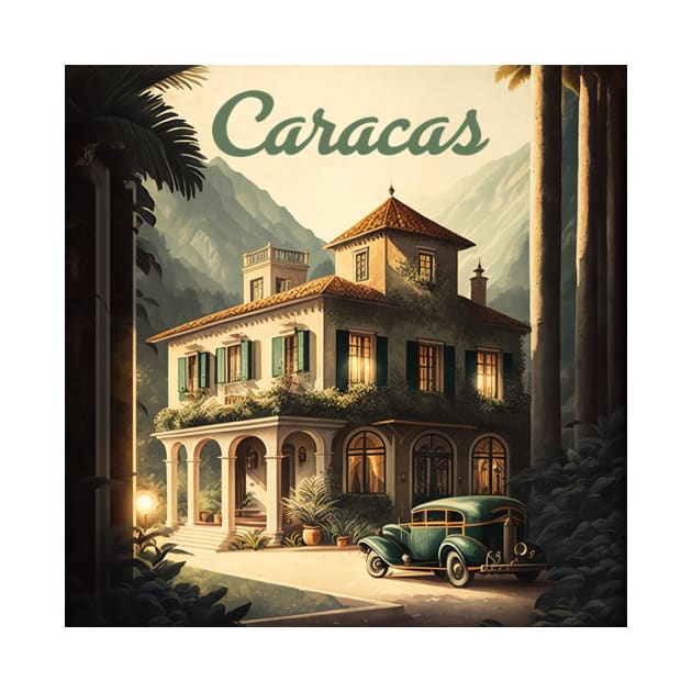 Caracas Venezuela Vintage Travel Art Poster by OldTravelArt