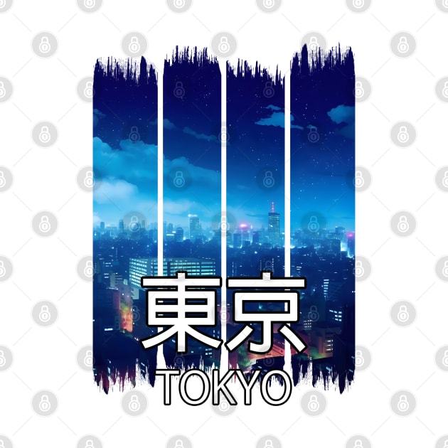 Tokyo City Sykline at Night Landscape – Anime Shirt by KAIGAME Art