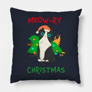 Meow-ry Christmas (Merry Christmas) Christmas Cat Tree Disaster Pillow