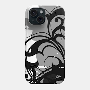Black Grey Floral Art Phone Case