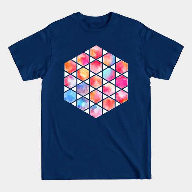 Discover Radiant Hexagons - geometric watercolor painting - Watercolor - T-Shirt