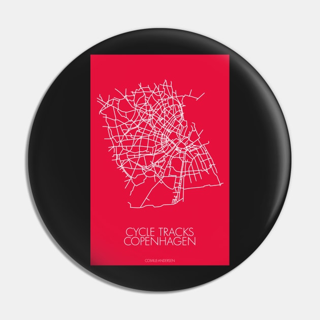 Map of Cycle Tracks - Copenhagen (Red) Pin by coolville