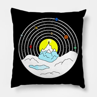 Wizard on the Celestial Mountain - Minimalist Space Design Pillow