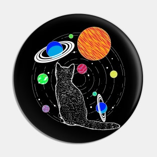 Cat Trippy Space Psychedelic Vintage Classic Graphic Cute Pin