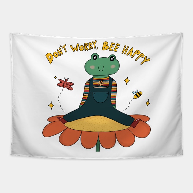 Don't worry, Bee Happy Tapestry by joyfulsmolthings