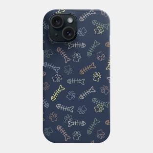 Fishbone and Paw Colorful Pattern Phone Case