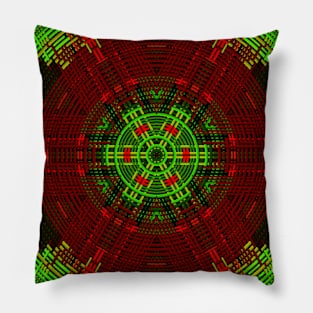 Weave Mandala Red and Green Pillow