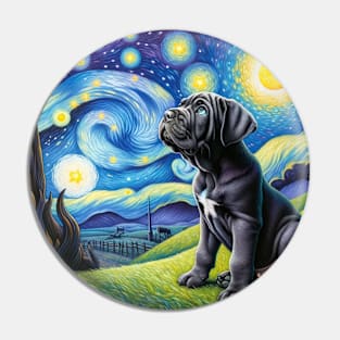 Starry Cane Corso Portrait - Dog Portrait Pin