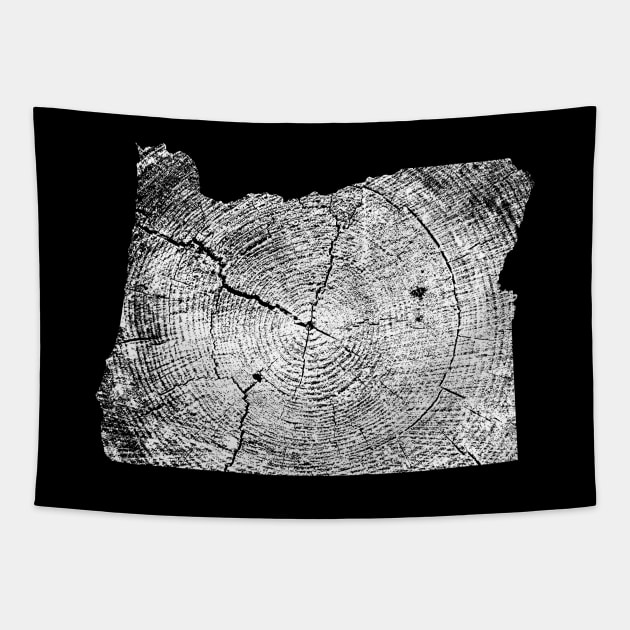 Oregon State Tree Rings Map Tapestry by LucentJourneys