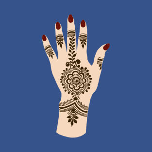 Brown Henna Tattoo - Brown Mehendi - Henna Hand T-Shirt