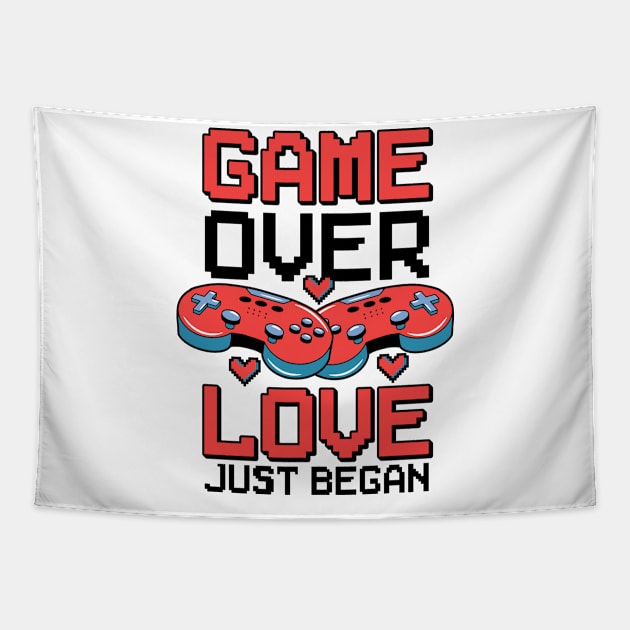 Valentine's Day Gamer Playing Video Game Couples Tapestry by Tom´s TeeStore