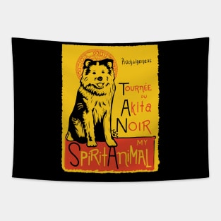 Funny Akita Cute Dog Chat Noir Mashup Art Tapestry
