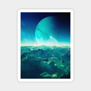 Blue Horizon - Space Collage, Retro Futurism, Sci-Fi Magnet