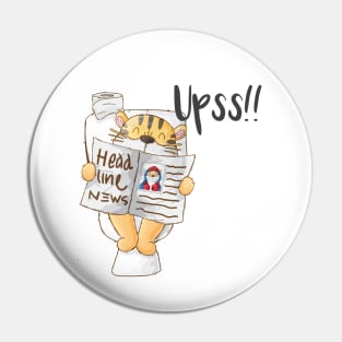 Tiger in Toilet Newspaper Pin