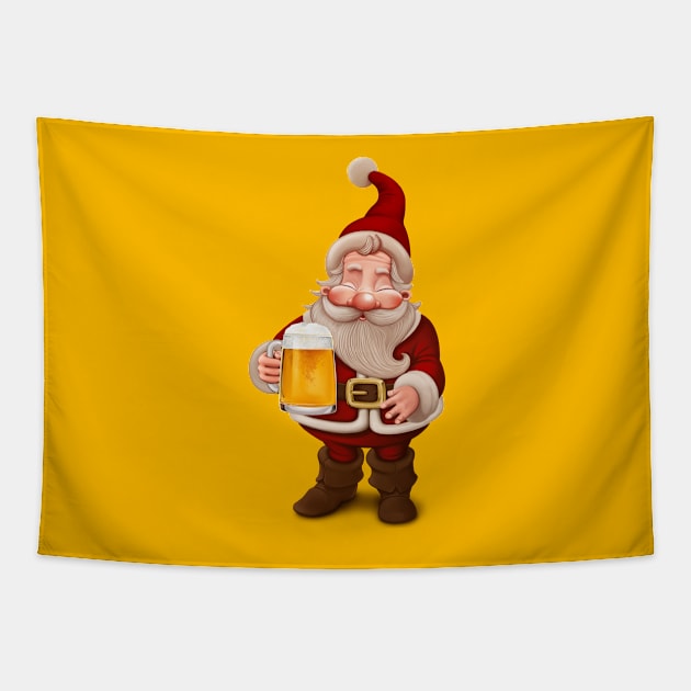 Santa Claus drinking beer Tapestry by JORDYGRAPH