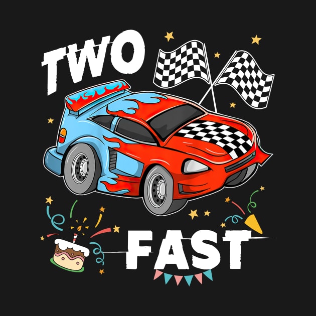 Kids Two Fast 2 Curious Racing 2nd Birthday Race Car Pit Crew Tee by CesarHerrera