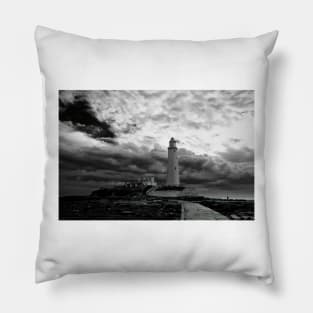 St Mary's Island in Black and White Pillow