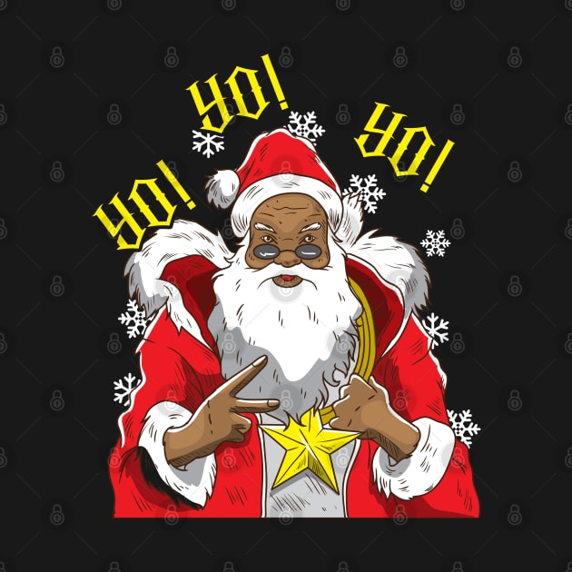 Black African American Santa Claus Yo Yo Yo Christmas by E