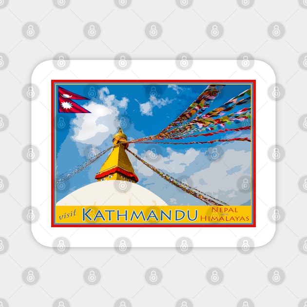 visit Kathmandu poster Magnet by geoffshoults