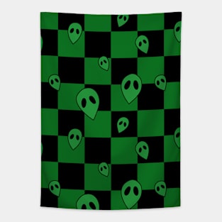 Alien Checkerboard Pattern Tapestry