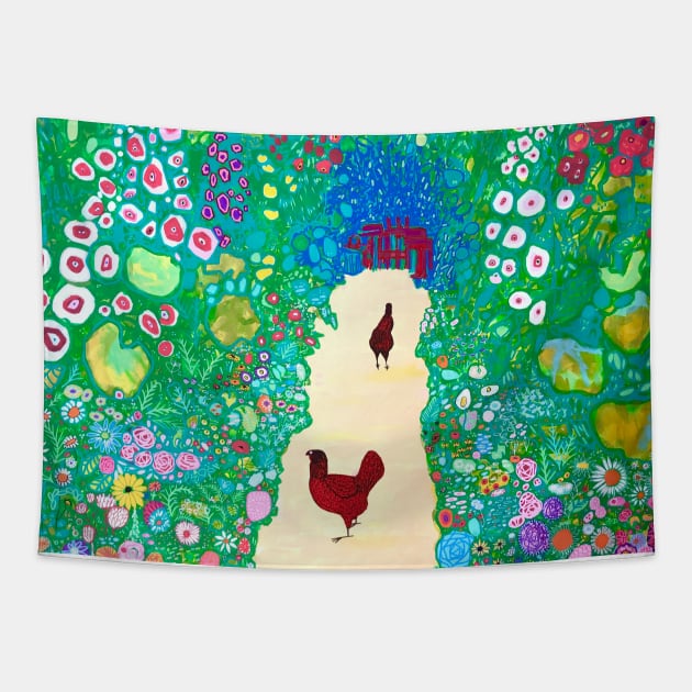 Klimt Garden Path Tapestry by Ideacircus