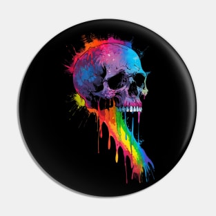 Tie Dye Rainbow Skull Pin