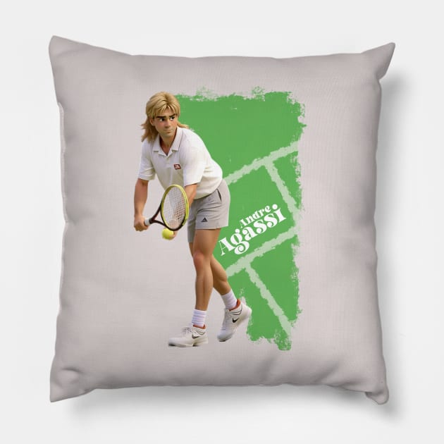 Andre Agassi cartoon Pillow by BAJAJU