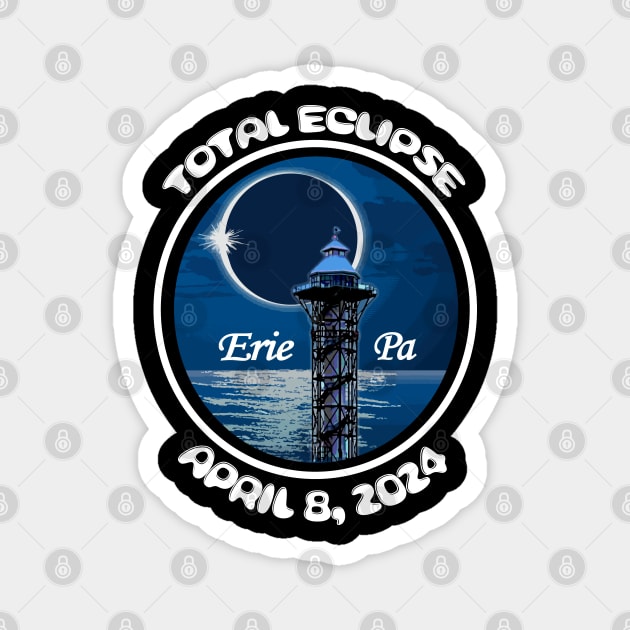 Erie Pennsylvania Total Solar Eclipse 2024 Path to Totality on Lake Erie Magnet by DesignFunk