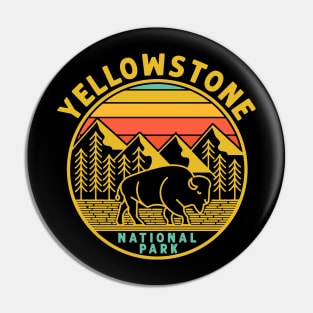 Vintage Yellowstone National Park Wyoming Mountains Bison Pin