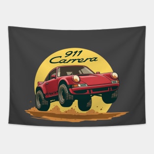 ccar 911 carrera offroad rally dakar red Tapestry