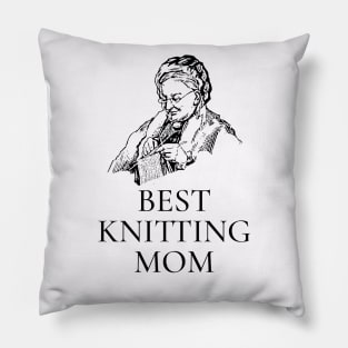 THE BEST KNITTING CRAFTS MOM LINE ART SIMPLE VECTOR STYLE, MOTHER OLD TIMES Pillow