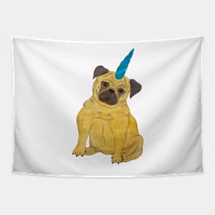 Uni-pug, Pug With Unicorn Horn Tapestry