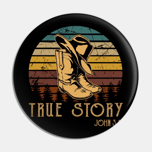 True Story Cowboy Boots Pin by Beard Art eye