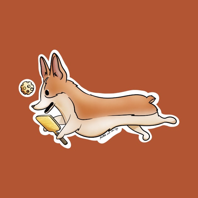 Pickleball Corgi by vanderdys