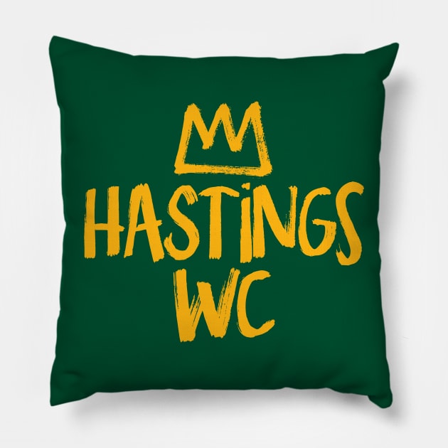 HASTINGS CROWN TAG Pillow by LILNAYSHUNZ