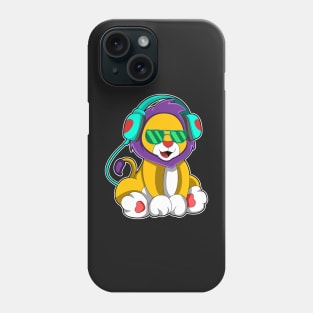 Lion - Music with Headphone Phone Case